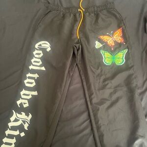 Kids Black Butterfly Print Joggers